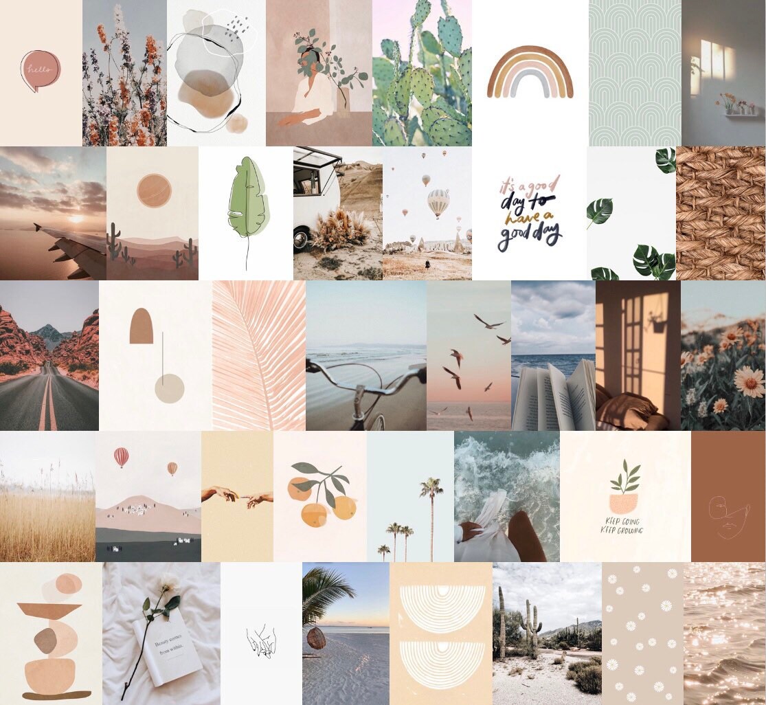 Collage Print Minimal Photo Poster Earthy Hydrangea Natural Flower Collage Home Decor Digital Download Photography Modern Wall Print