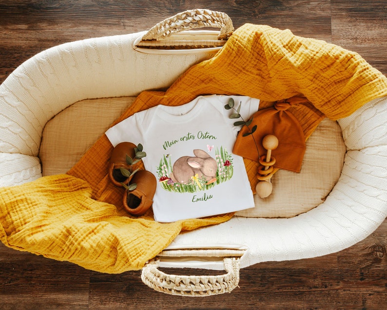 Baby bodysuit with Easter motif personalised my first Easter