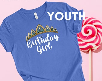 Youth Queen Anna Frozen Crown Birthday Girl Shirt- Disney Celebration