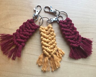 Macrame Herringbone Keychain, Handmade Gift, Bridal Favors, Valentines Gift