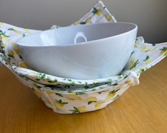 Lemon Microwave Bowl Cozy: Reversible Cotton Potholder