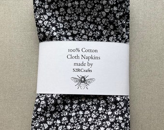 100% Cotton Lightweight Floral Cloth Dinner Napkins, Sustainable Home Goods, Table Linens, Hostess & Wedding Gift