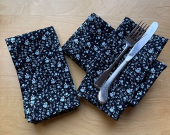 100% Cotton Floral Print Cloth Dinner Napkins, Sustainable