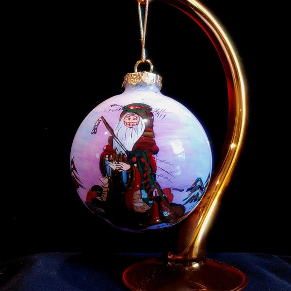Hand Painted Glass Christmas Ornament