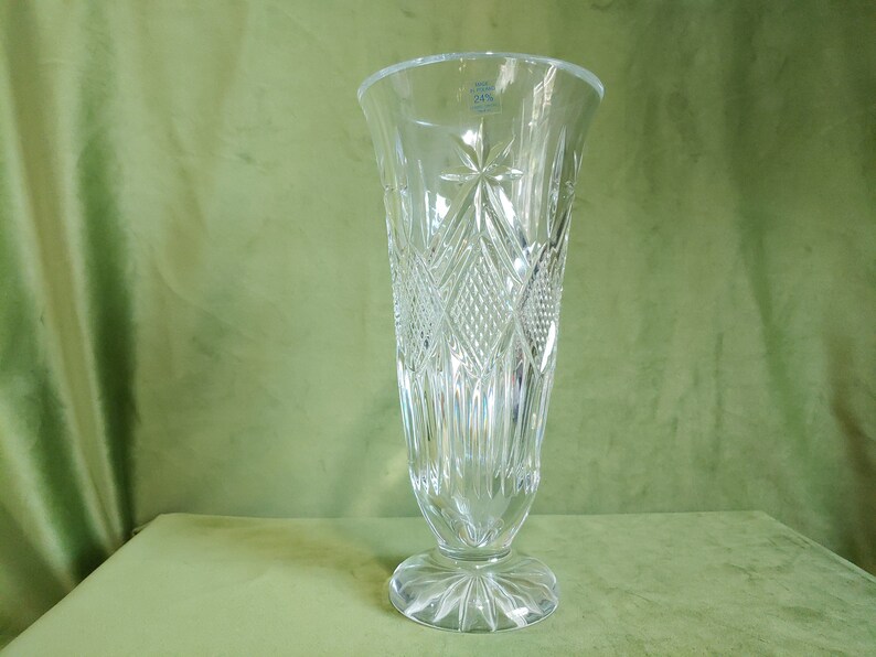 24 Lead Crystal Hand Cut Vase Made in Poland Etsy
