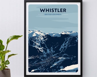 Whistler Print, Blackcomb Poster, Colombie-Britannique, Canada, Affiche de ski, Snowboard, Ski, Cadeau de ski, Montagnes