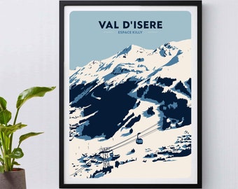 Val D&#39;Isere Ski Resort Poster, Giclée Fine Art Print, Espace Killy, Ski Poster, French Alps, Snowboarding, Skiing, Ski Gift, Mountains