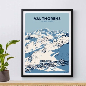 Val Thorens Poster, Drie Valleien Print, Giclée Fine Art Print, Ski Poster, Franse Alpen, Snowboarden, Skiën, Ski Gift, Bergen