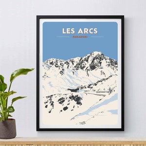 Les Arcs Ski Resort Print, La Plagne, Paradiski, Francia, Póster de esquí, Snowboard, Esquí, Regalo de esquí, Montañas