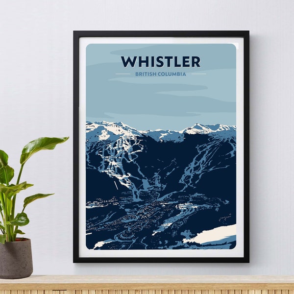 Whistler Print, Blackcomb Poster, British Columbia, Canada, Ski Poster, Snowboarding, Skiing, Ski Gift, Mountains