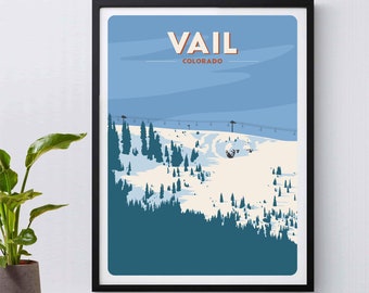 Vail Ski Resort, Colorado, Ski Resort Print, USA, Ski Poster, Snowboarding, Skiing, Ski Gift, Mountains