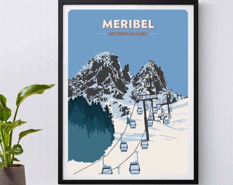 Meribel Ski Resort Poster, Three Valleys Print, Giclée Fine Art Print, Ski Poster, French Alps, Snowboarding, Skiing, Ski Gift, Mountains