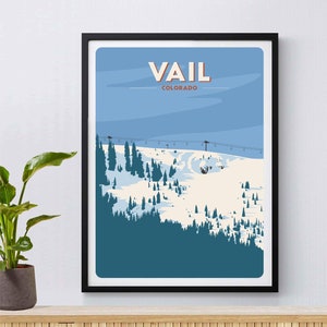 Vail Ski Resort, Colorado, Ski Resort Print, Estados Unidos, Póster de esquí, Snowboard, Esquí, Regalo de esquí, Montañas