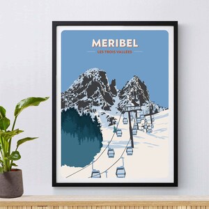 Meribel Ski Resort Poster, Three Valleys Print, Giclée Fine Art Print, Ski Poster, Franse Alpen, Snowboarden, Skiën, Ski Cadeau, Bergen