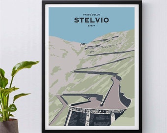 Passo Dello Stelvio, Cycling Print, Cyclist Gift