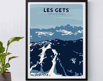 Les Gets, Avoriaz Ski Resort Poster, Giclée Fine Art Print, Portes Du Soleil, Ski Poster, French Alps, Snowboarding, Skiing, Ski Gift