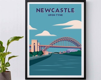 Newcastle Tyne Bridge Print: England Travel Poster