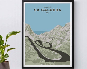 Sa Calobra, Cycling Print, Cyclist Gift, Mallorca