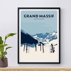 Grand Massif Print, Ski Resort Print, Samoens, Flaine, Reise poster, Ski Poster, Französische Alpen, Ski Geschenk, Giclée Fine Art Print