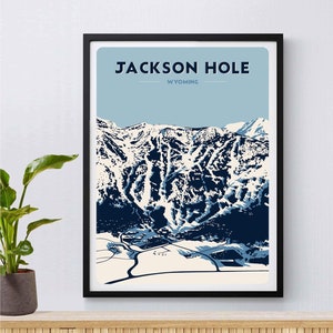 Jackson Hole Print, Wyoming Poster, États-Unis, Affiche de ski, Snowboard, Ski, Cadeau de ski, Montagnes