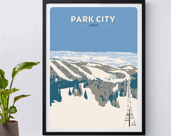 Park City Mountain Resort Print, Park City Poster, Utah, USA, Ski Poster, Snowboarding, Skiing, Ski Gift, Mountains