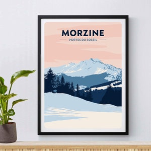 Morzine Ski Resort Poster, Giclée Druck, Portes Du Soleil, Ski Poster, Französische Alpen, Snowboarding, Skifahren, Ski Geschenk, Berge