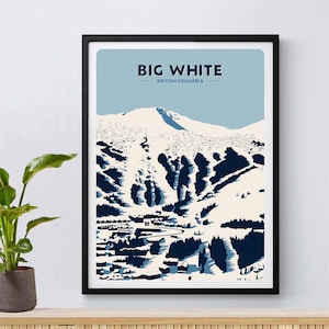 Big White Ski Resort Print, Kelowna, Colombie-Britannique, Canada, Affiche de ski, Snowboard, Ski, Cadeau de ski, Montagnes