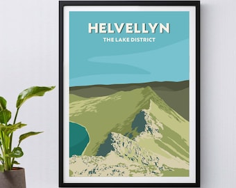 Helvellyn Print, Lake District Print, Cumbria, Posters and Prints, Travel Poster, Giclée Fine Art Print