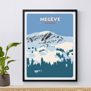 Megève Ski Resort Print, Haute Savoie, Affiche de voyage vintage, Alpes Français, France, Affiche de ski, Snowboard, Ski, Montagne