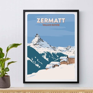 Matterhorn Poster, Giclée Poster, Matterhorn, Kanton Wallis, Ski poster, Schweizer Alpen, Snowboarden, Skifahren, Berge