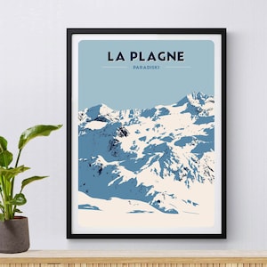 La Plagne Ski Resort Print, Les Arcs, Paradiski, Francia, Póster de esquí, Snowboard, Esquí, Regalo de esquí, Montañas