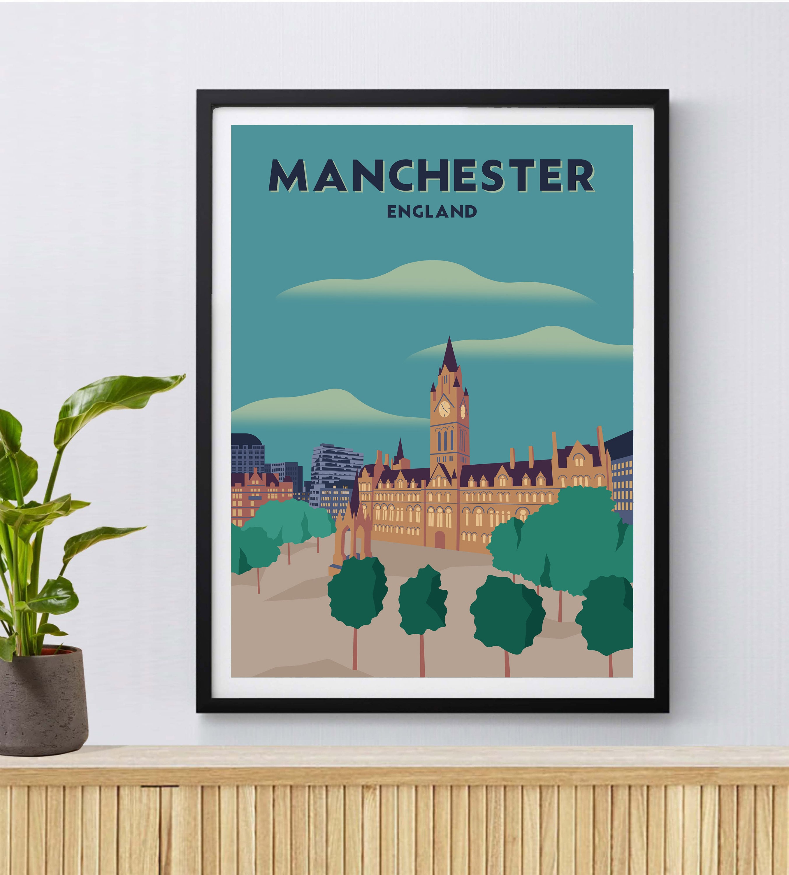 Manchester Print Manchester Poster England Travel Poster Etsy UK