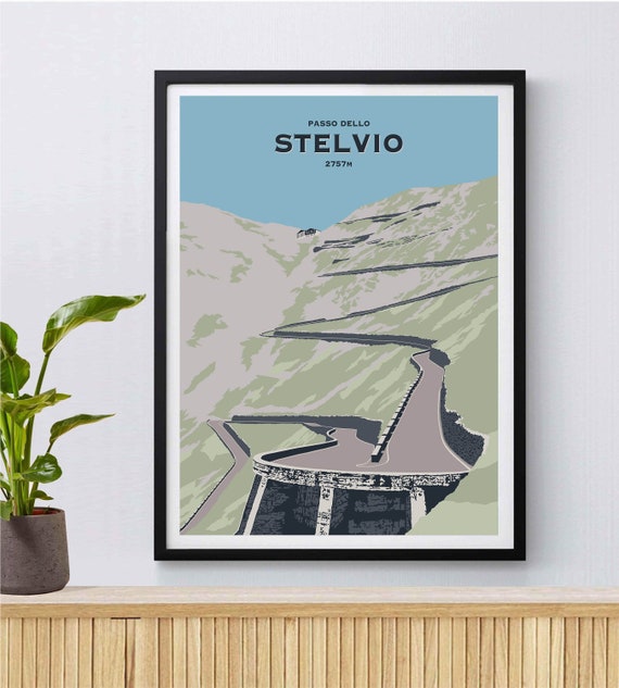 Passo Dello Stelvio, Cycling Print, Cyclist Gift UK