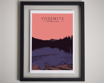 Yosemite Print, Giclée Fine Art Print, Yosemite National Park Poster, US National Parks, Travel Poster, Yosemite Art, Lake Print