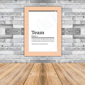 Work Team Definition Printable Wall Art, Digital Download, Work Decor, Dictionary Printable, Workplace Quote Print, Office, Work,, Poster