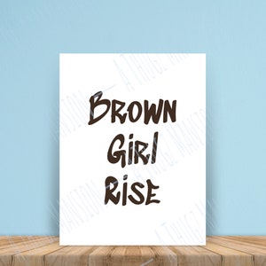Arte de parede para impressão de Brown Girl Rise, download digital, decoração de casa, dicionário para impressão, impressão de citação chicana, latina, mexicano-americana