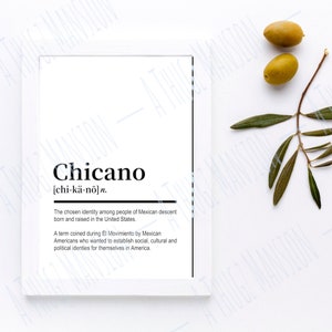 Chicano Definition Printable Wall Art, Digital Download, Home Decor, Dictionary Printable, Chicano Quote Print, Mexican American, Poster