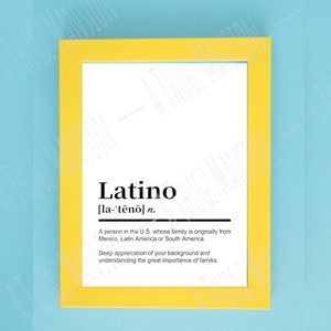 Latino Definition Printable Wall Art, Digital Download, Home Decor, Dictionary Printable, Latino Quote Print, Latin, Mexican American