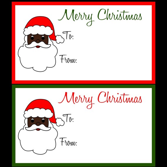 Santa Gift Tags, Christmas Present Labels, Merry Christmas Gift Tags, Black  Santa, Brown Santa, All Shades of Color Santa, Set of 10 