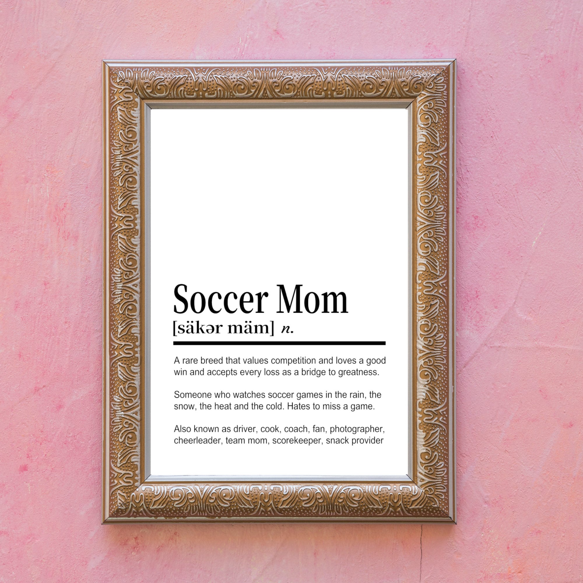 Soccer Mom Definition Printable Wall Art, Digital Download, Decor