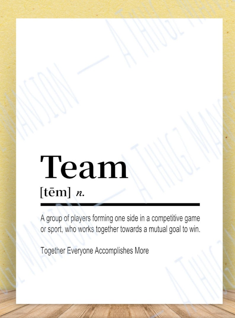 Sports Team Definition Printable Wall Art Digital Download Etsy