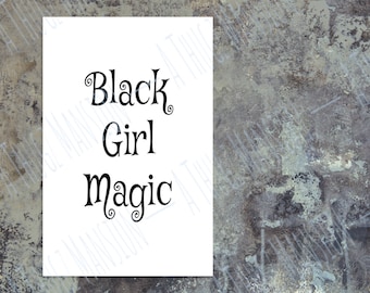 Impressão artística mágica de Black Girl, decoração para casa (download digital)