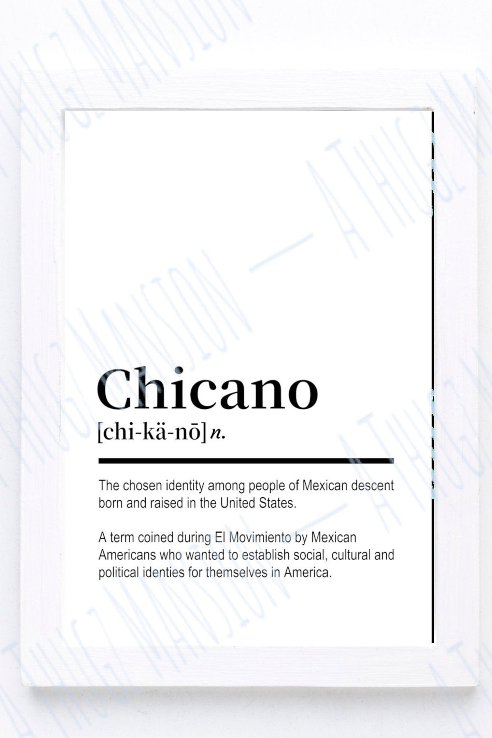 Chicano Definition Printable Wall Art, Digital Download, Home Decor