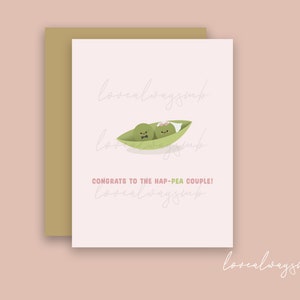 Carte de mariage chérie, Mariage, Félicitations, Petits pois, Jeux de mots, Couple heureux, Félicitations, Jeunes mariés, Carte pour chérubin, Kawaii, Mignonne Papeterie