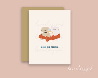 Punny Wedding Card, Wedding, Congratulations, Cats, Cat Lovers, Cat Cards, Congrats, Newlyweds, Punny Card, Kawaii, Cute Stationery, Forever
