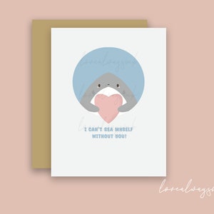 Carte Punny Love, requin, océan, jeux de mots mignons, je ne peux pas me comprendre sans toi, Saint-Valentin, carte de voeux d'amour, carte Punny, Kawaii, papeterie