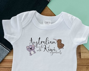 Multicultural NEW ZEALAND/AUSTRALIA infant clothes for Baby Shower Gift - Unique half and half diverse baby onesie -Baby bodysuit Maori Kiwi