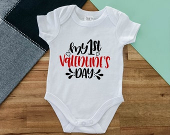 Valentine/'s Day Gift For Baby Romper My First Valentine/'s Day Personalised Name Baby Vest Baby Bodysuit Valentine/'s Day Baby Romper