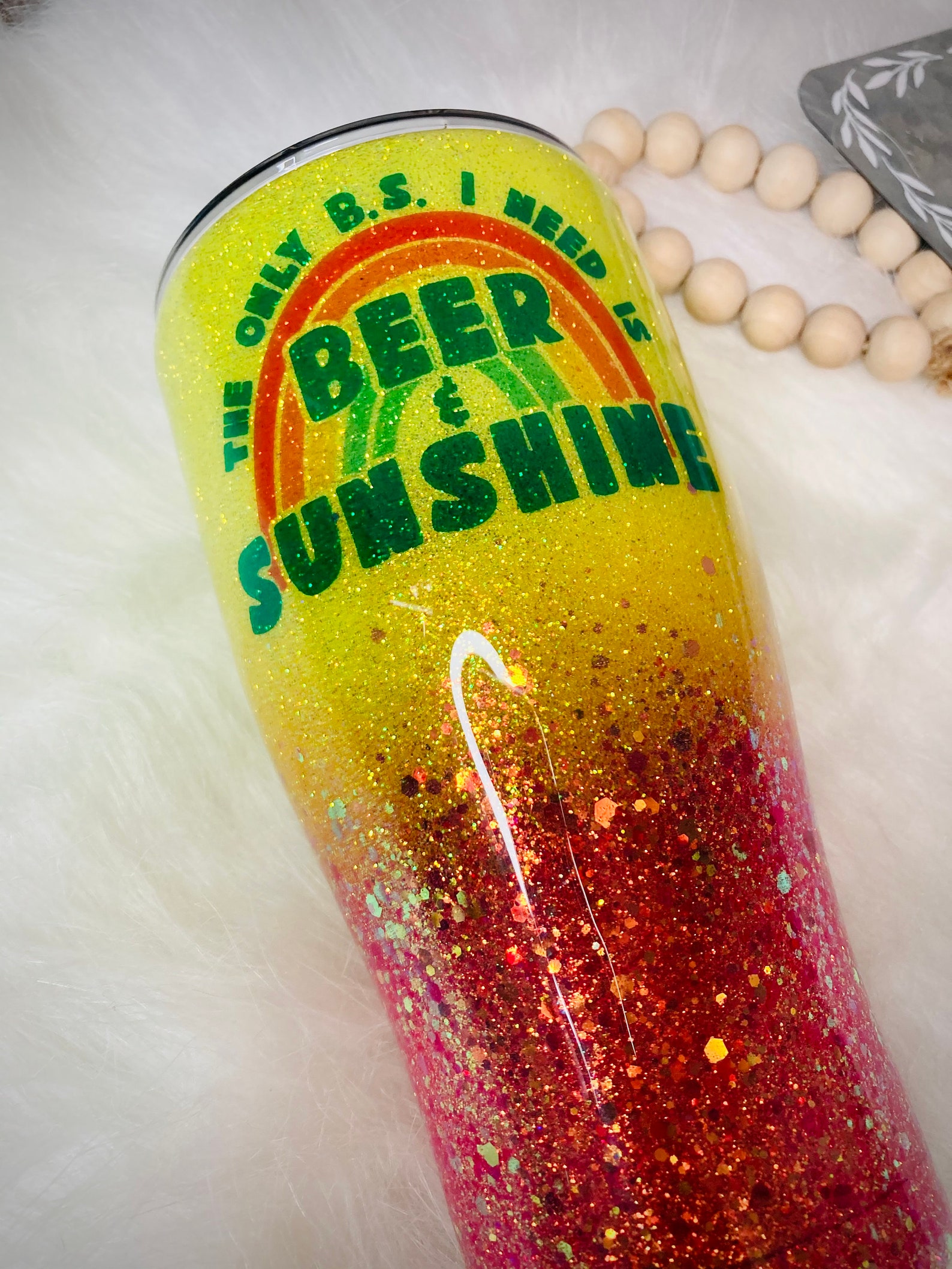 Rainbow, Beer and Sunshine 20 Oz. / 30 Oz. Skinny or Curvy Tumbler/cup