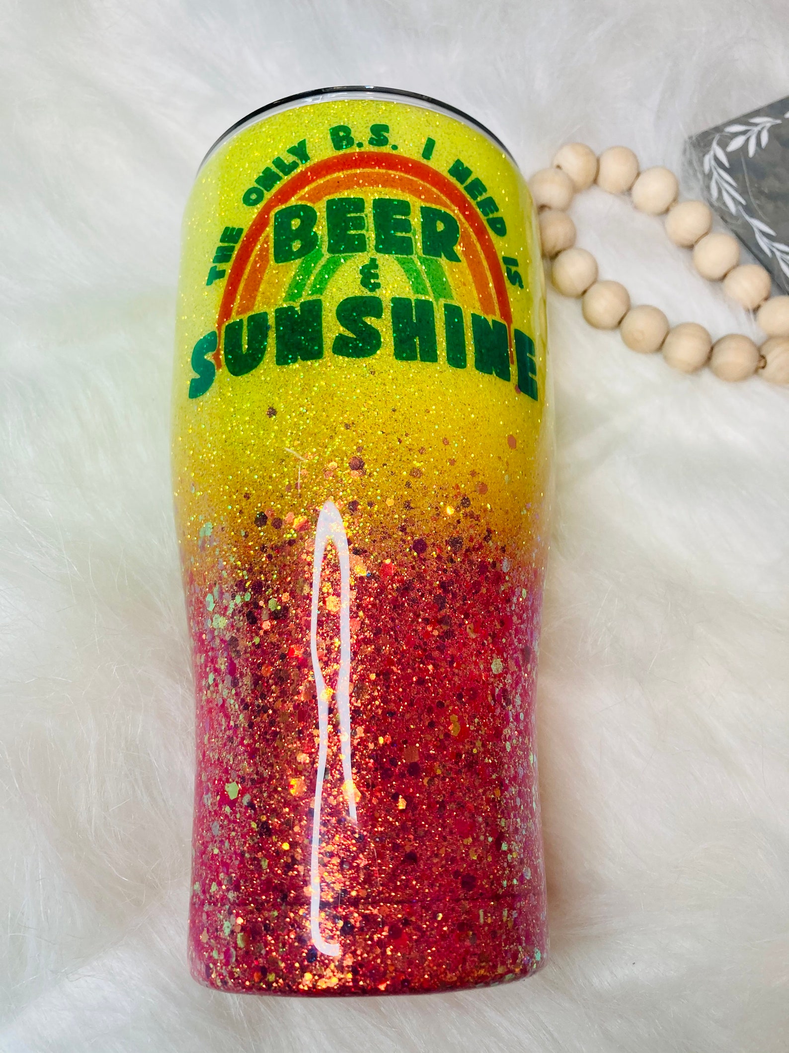 Rainbow, Beer and Sunshine 20 Oz. / 30 Oz. Skinny or Curvy Tumbler/cup